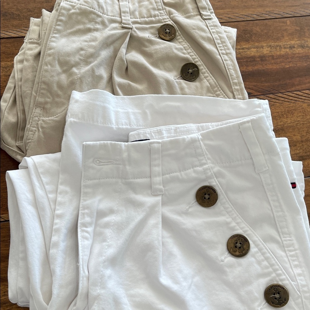 2 Tommy Hilfiger Capri pants size 4 white and khaki tan - Picture 16 of 16
